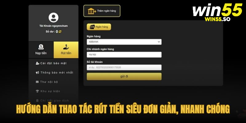 Hướng dẫn thao tác rút tiền siêu đơn giản, nhanh chóng