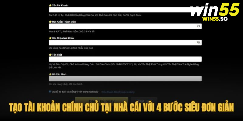 Tạo tài khoản chính chủ tại nhà cái với 4 bước siêu đơn giản
